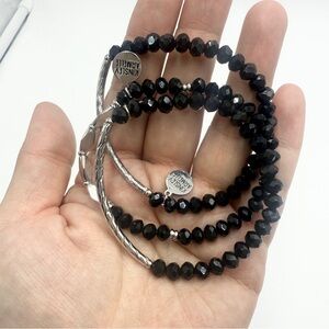 Kinsley Armelle Silver Coal Bracelets 3 Sets